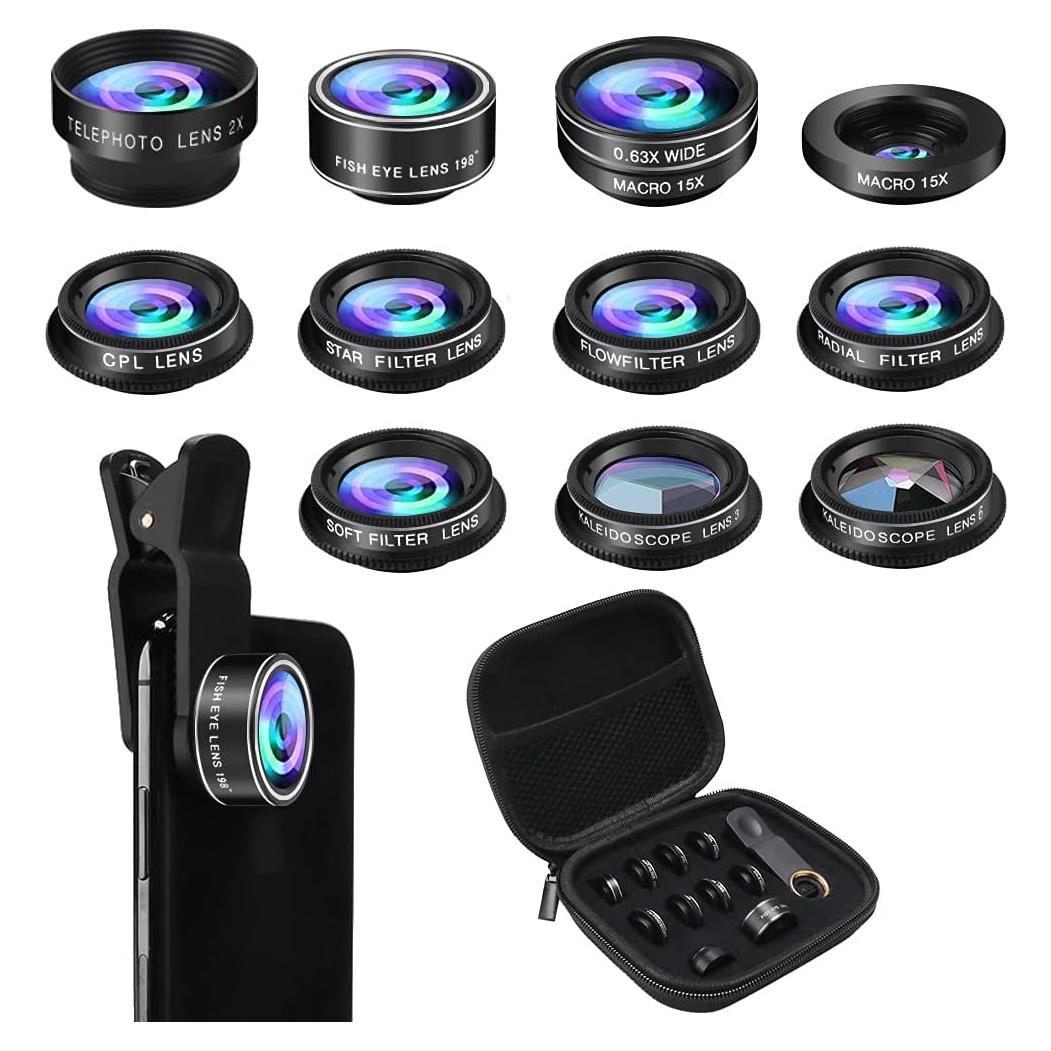 Kit de Lentes 11 en 1 para Celular SEVENKA - Macro, Gran Angular, Ojo de Pez