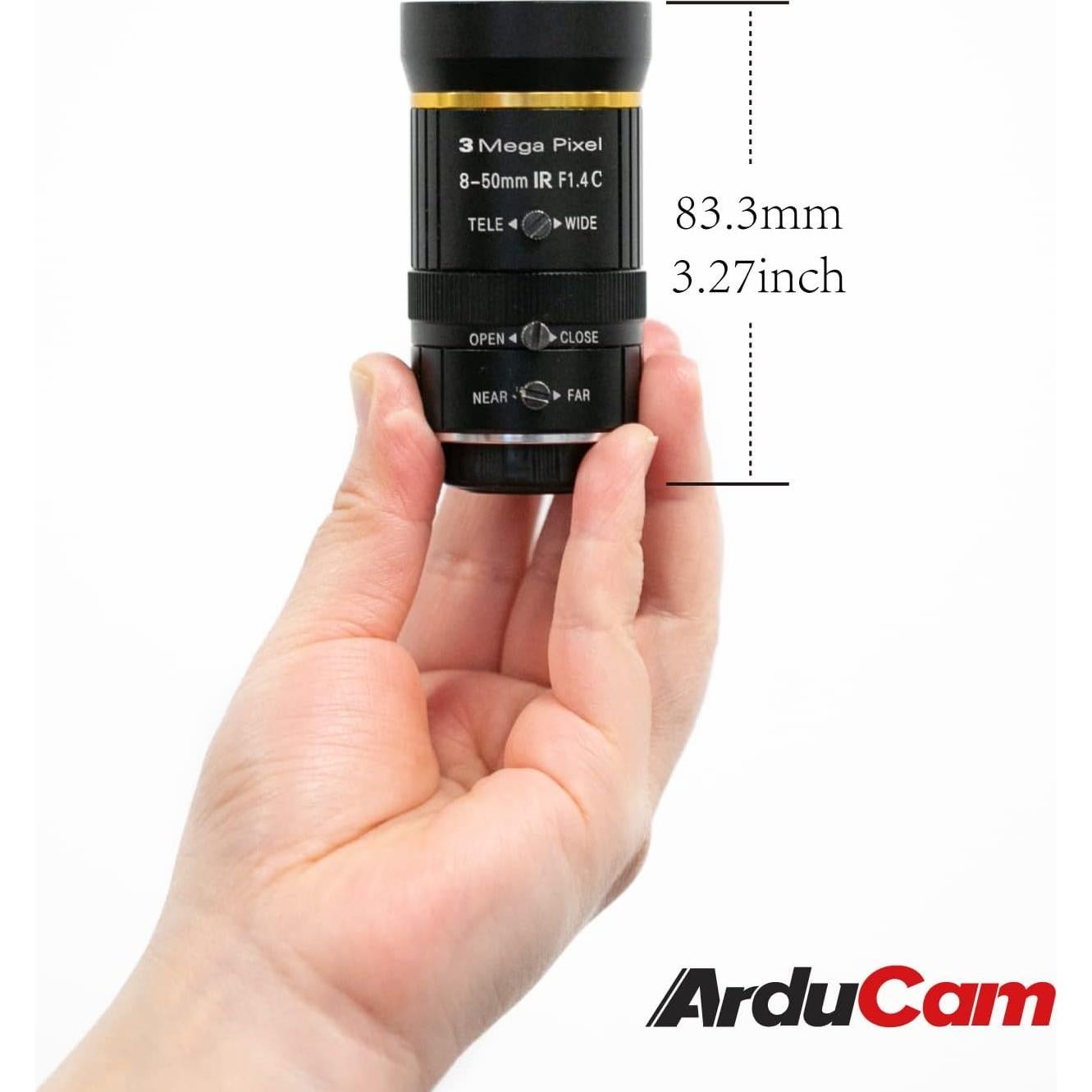 Lente Zoom C-Mount 8-50mm Arducam para Raspberry Pi HQ