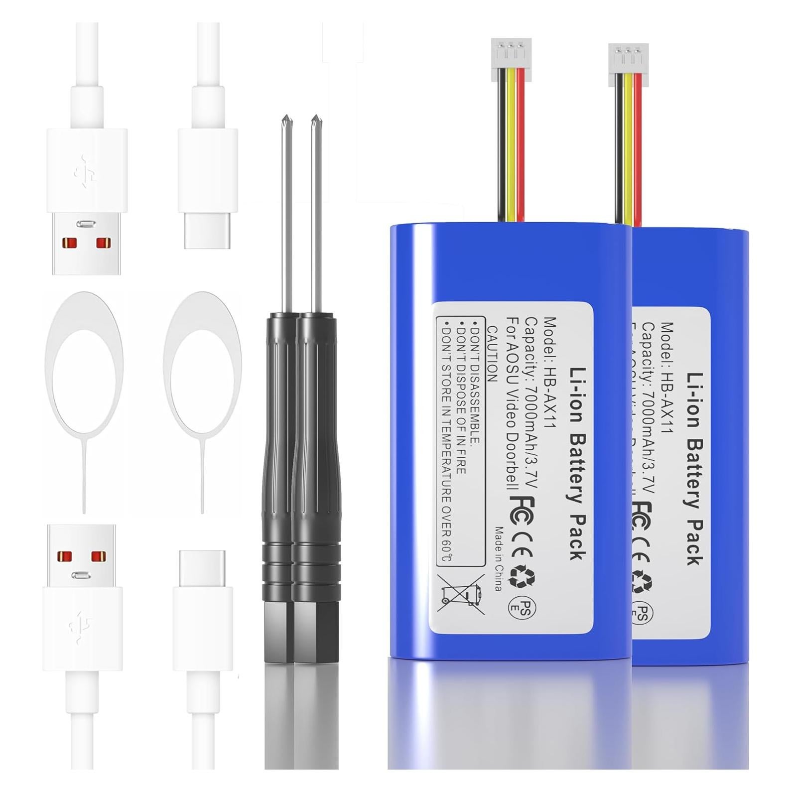 Batería recargable 7000mAh AOSU V8 - 2pack con USB-C