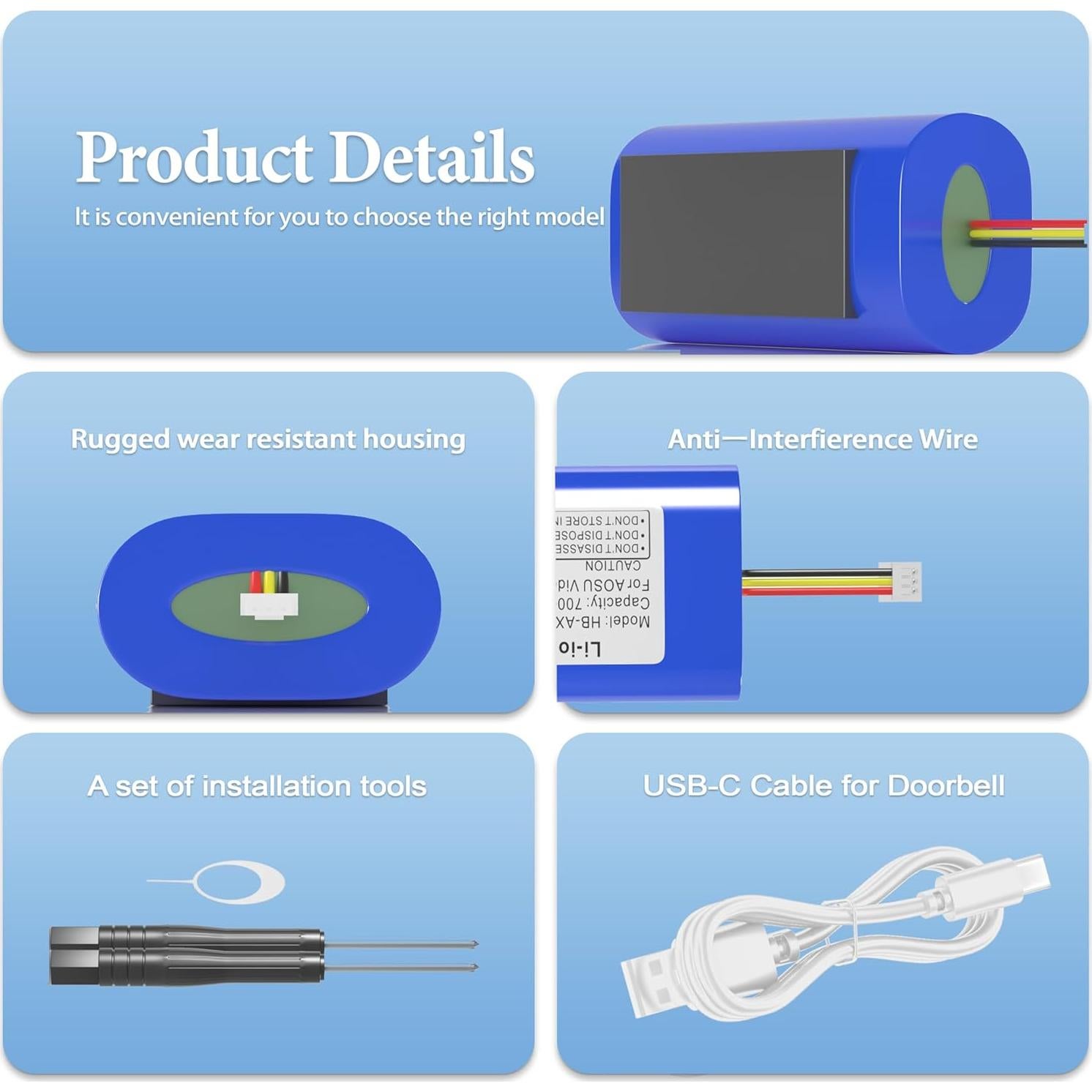 Batería recargable 7000mAh AOSU V8 - 2pack con USB-C