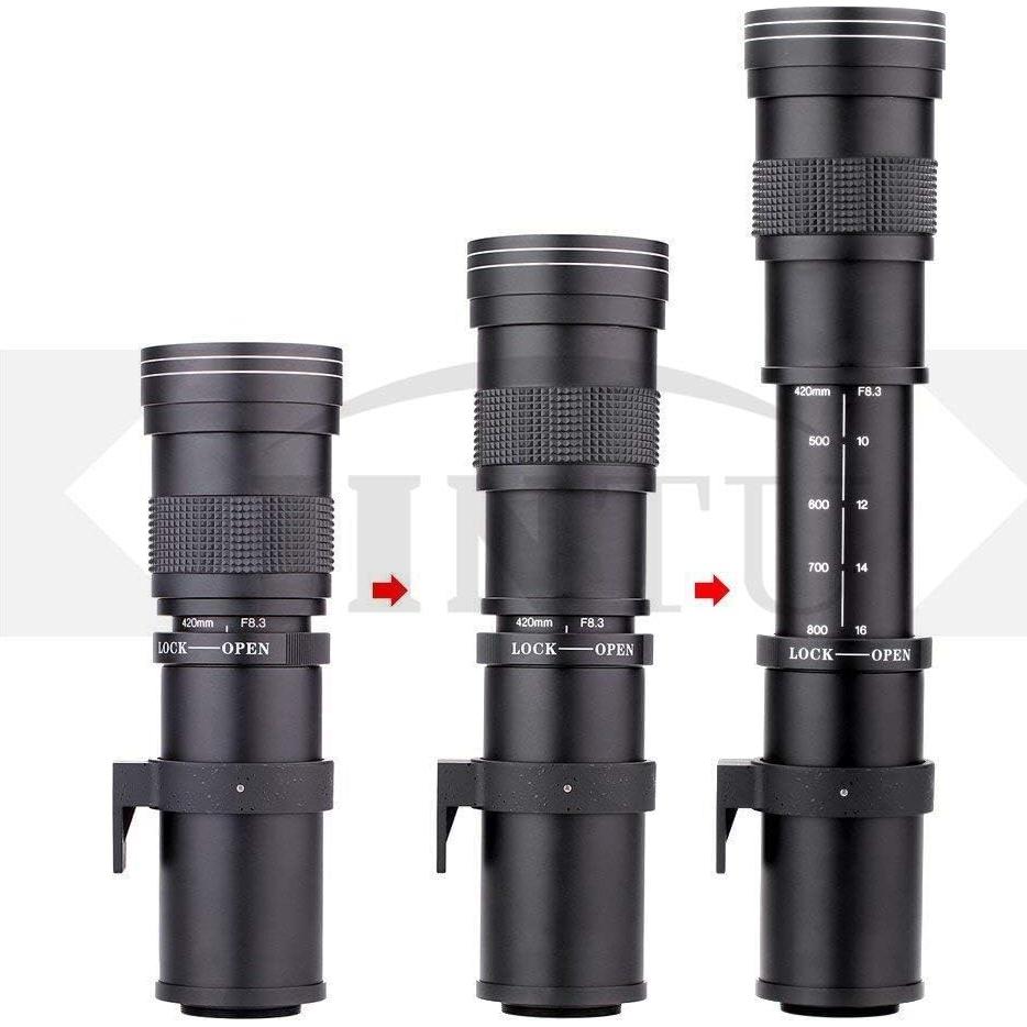 Lente Telefoto JINTU 420-800mm f/8.3 para Canon DSLR