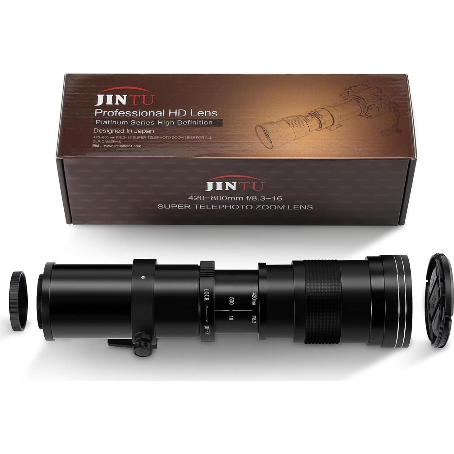 Lente Telefoto JINTU 420-800mm f/8.3 para Canon DSLR