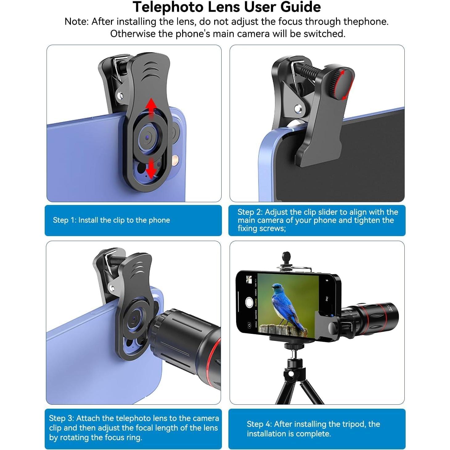 Kit de Lentes para Teléfonos APEXEL 4 en 1 con Trípode