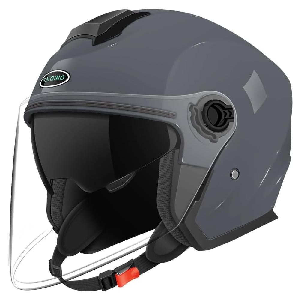 Casco 3/4 SanQing Negro Doble Visera Solar Adulto