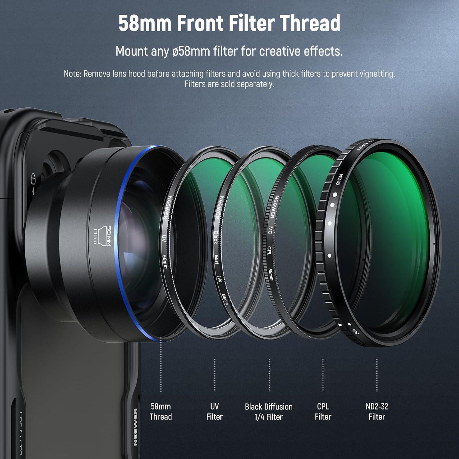 Lente Telefoto NEEWER 65mm para Teléfono con Rosca 17mm