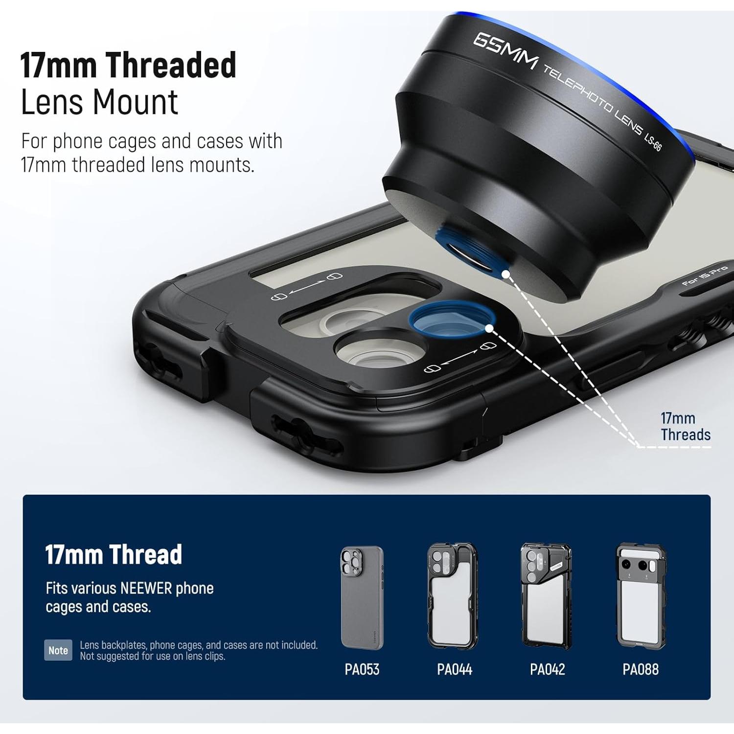 Lente Telefoto NEEWER 65mm para Teléfono con Rosca 17mm