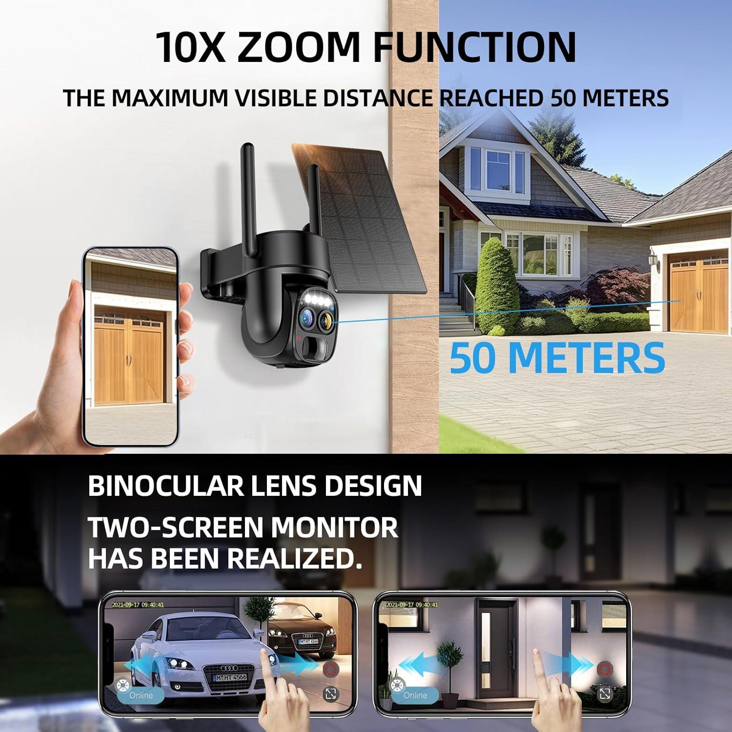 Cámara de Seguridad Inalámbrica Solar Hawkray 2K 360°