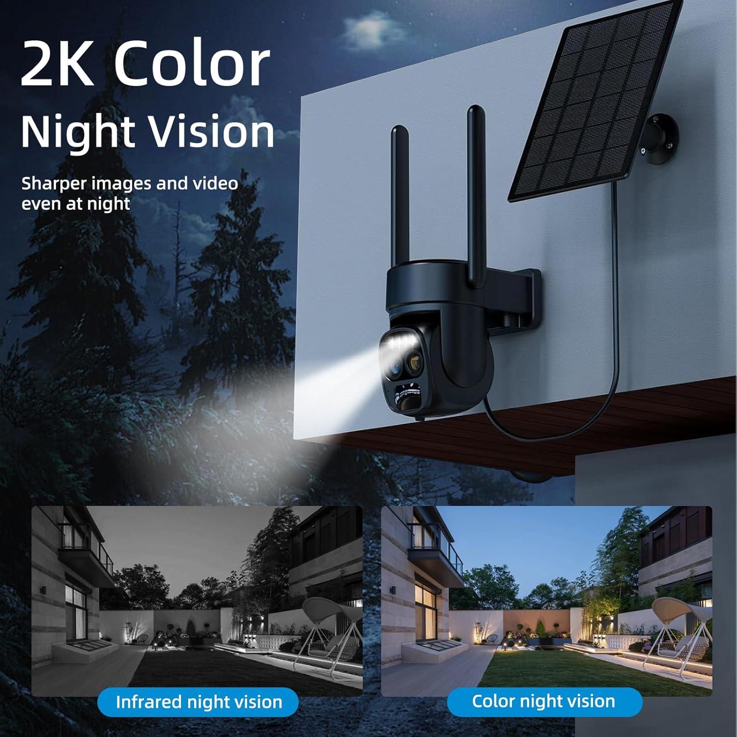 Cámara de Seguridad Inalámbrica Solar Hawkray 2K 360°