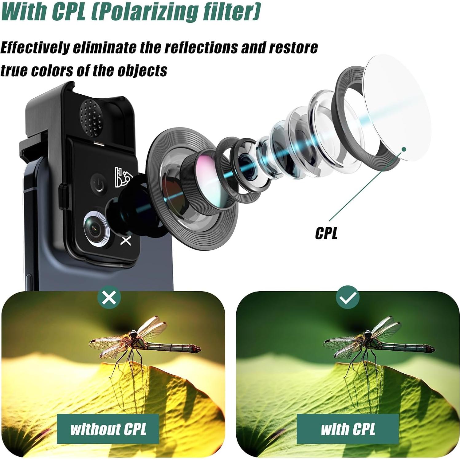 Microscopio Portátil Amoper 200X con Lente CPL y Luz UV