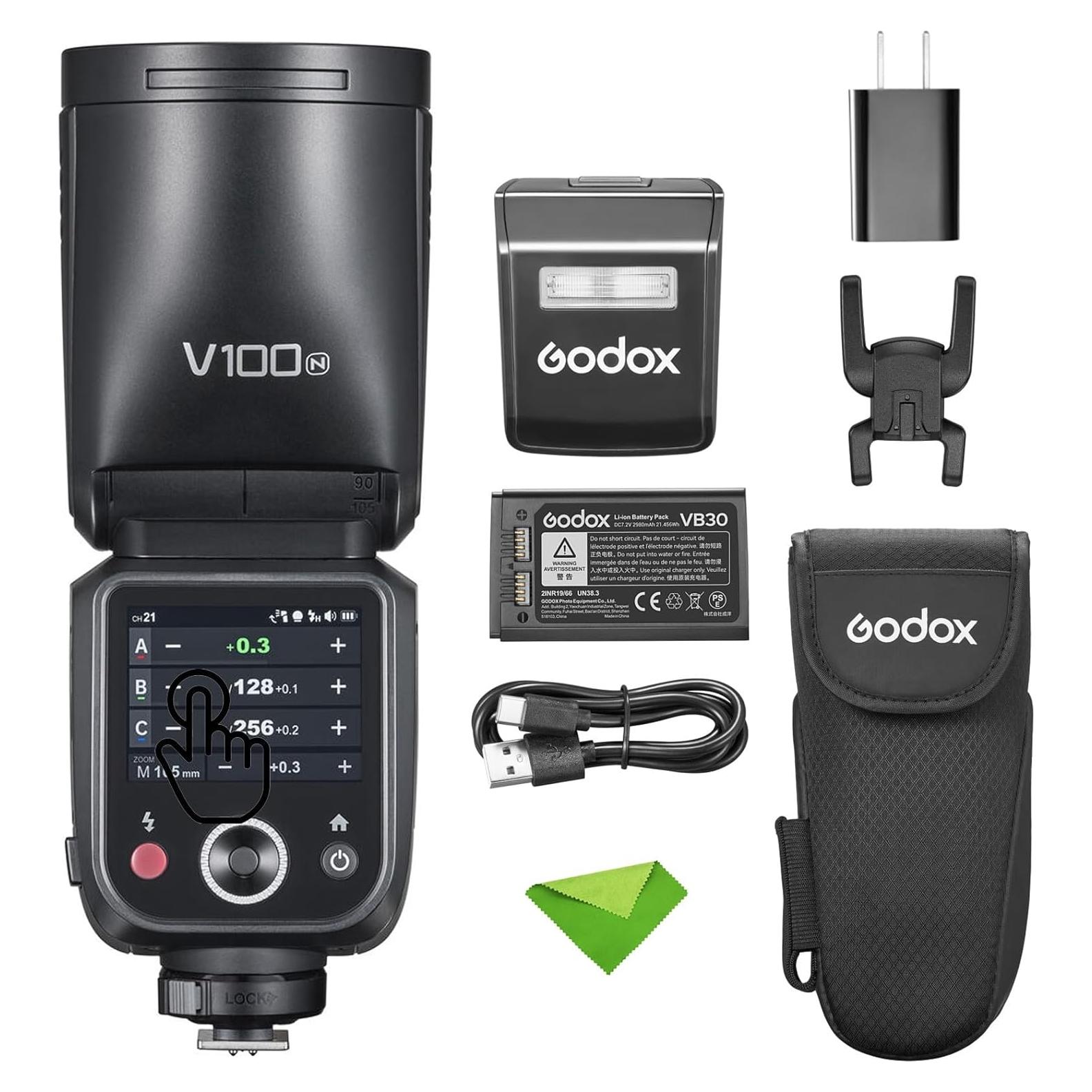 Flash Godox V100-N 100Ws TTL para cámaras Nikon - Pantalla Táctil