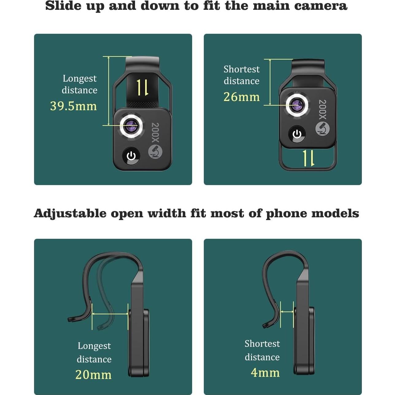 Microscopio de bolsillo MIAO LAB 200X con luz LED y lente CPL