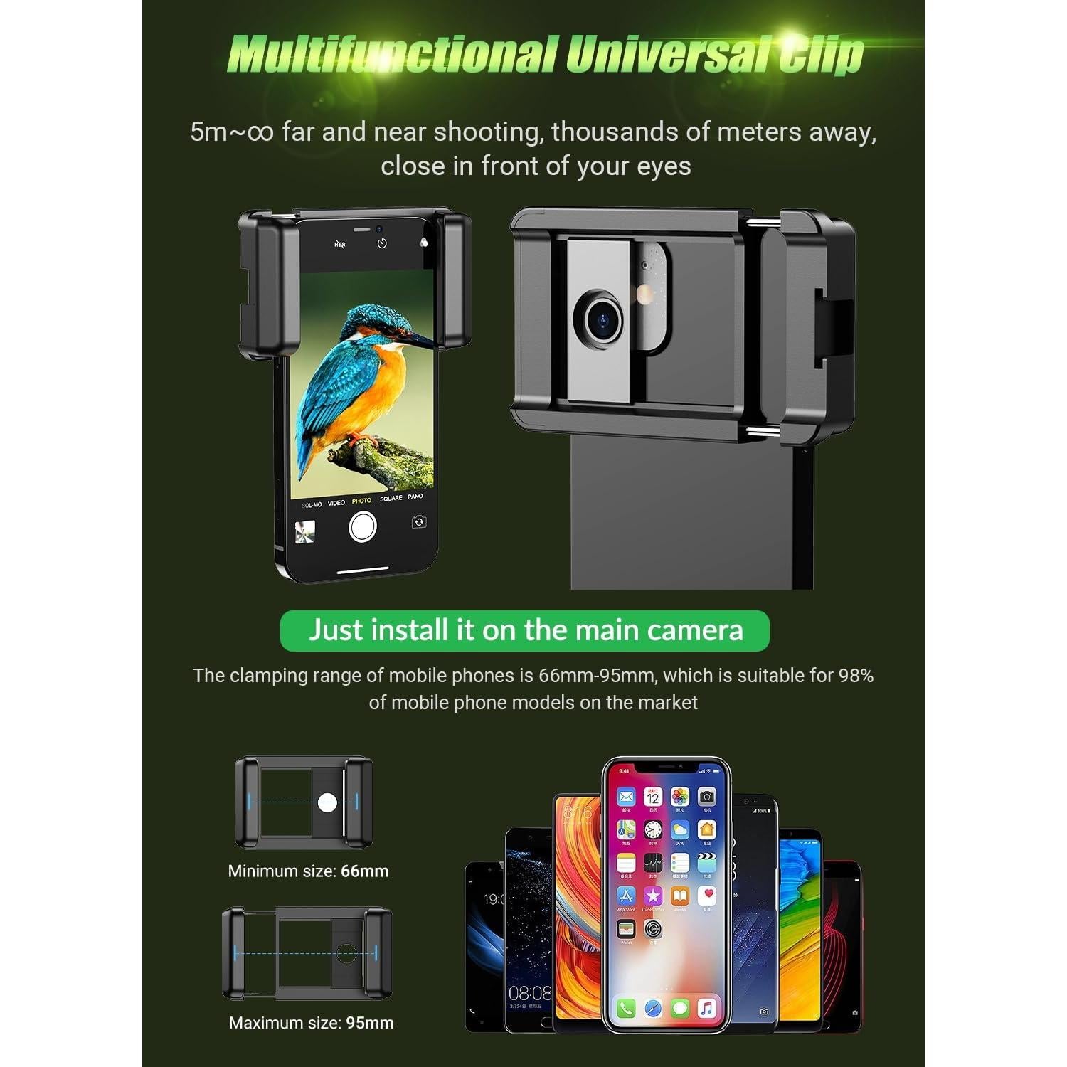 Lente Telefoto 60X MIAO LAB con Trípode 137 cm y Disparador Remoto