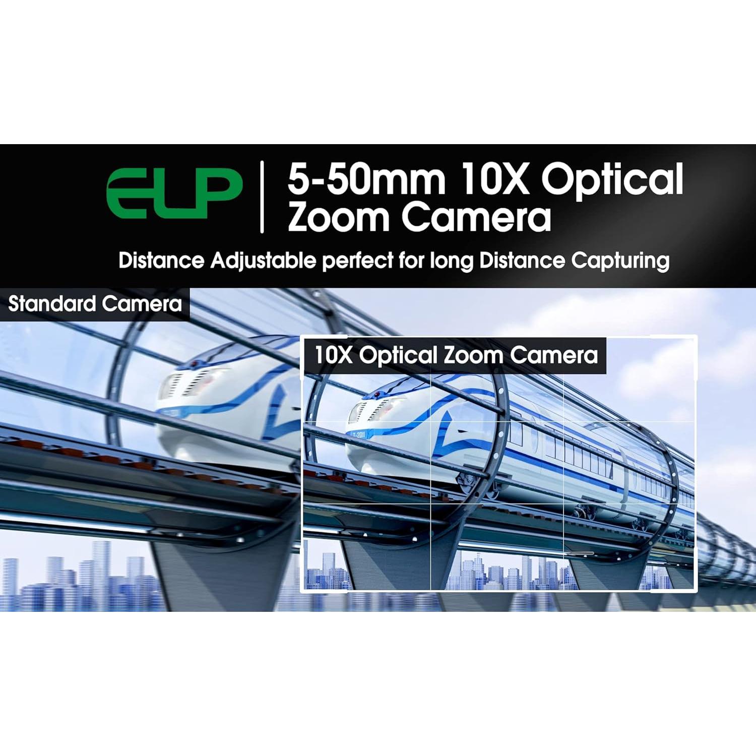 Lente Varifocal ELP 5-50mm 1080P USB H.264 Cámara