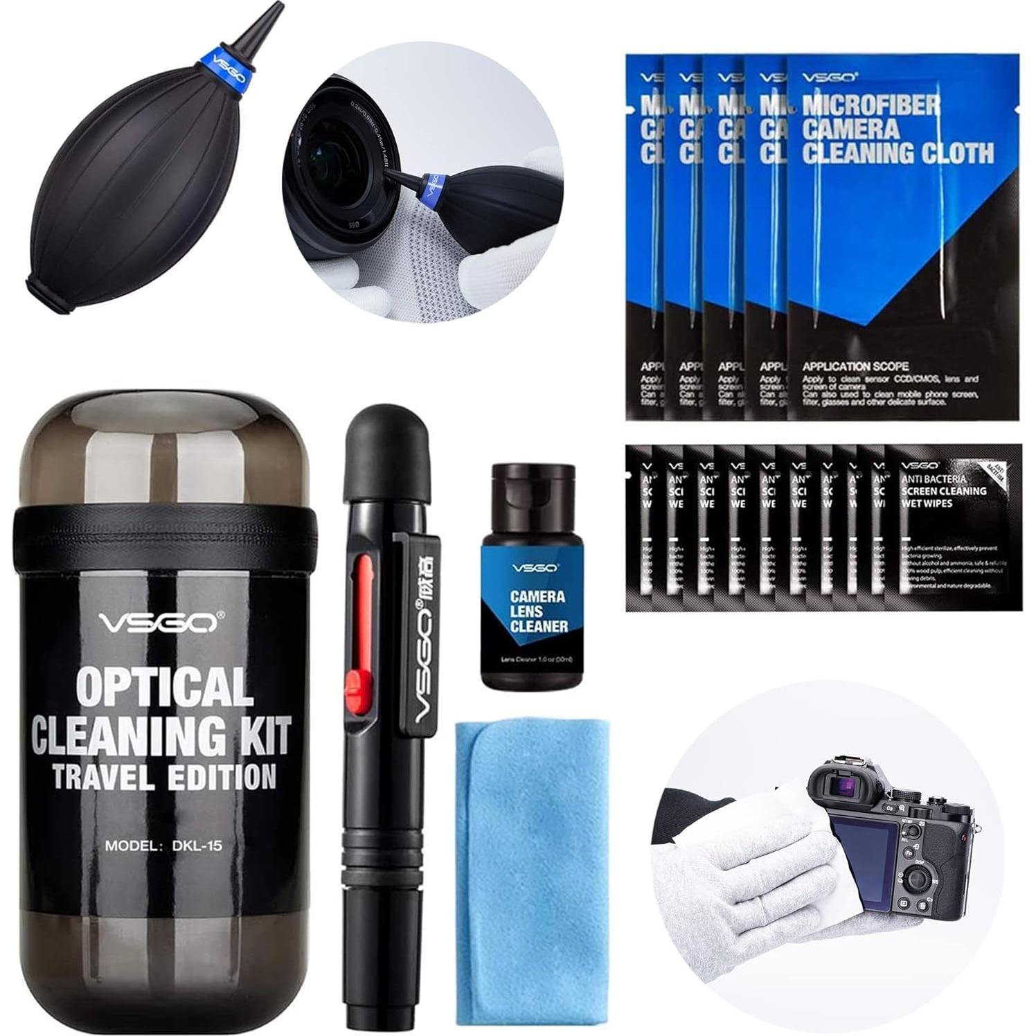 Kit de limpieza de lentes VSGO DKL-15D para cámaras DSLR