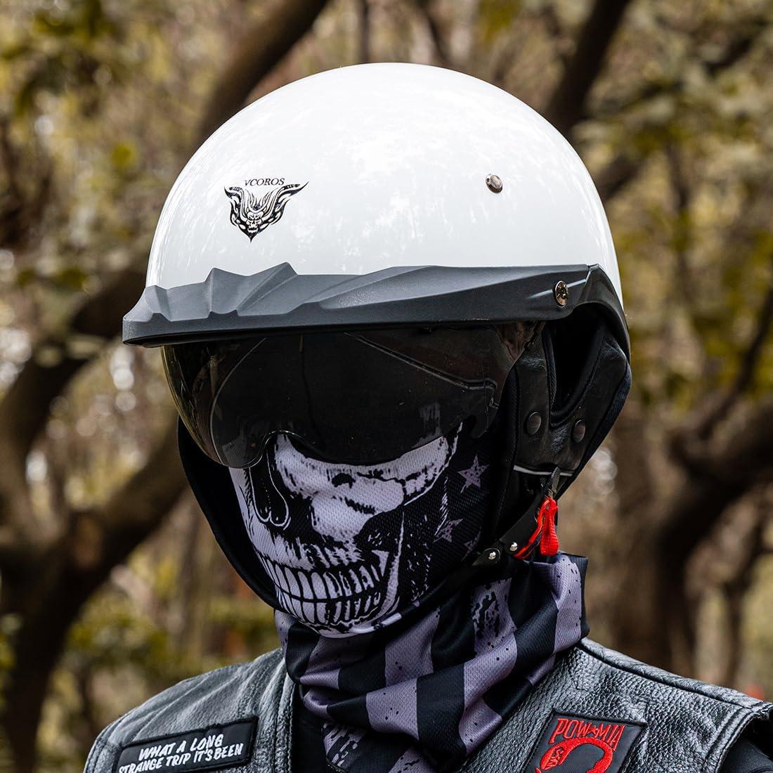 Casco de Media Cara VCOROS VHF04 Ajustable con Visera Solar