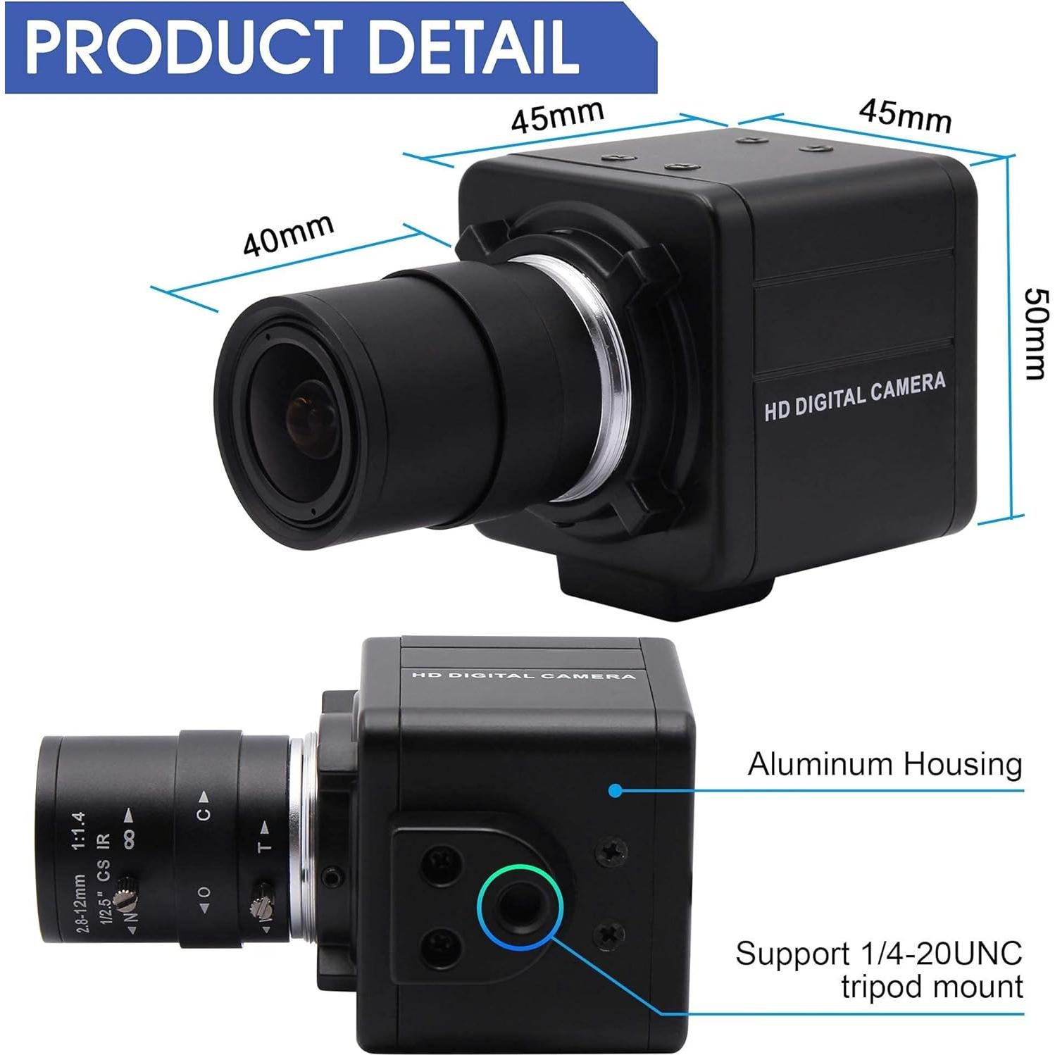 Cámara USB 4K Ultra HD ALPCAM con Lente Zoom 2.8-12mm