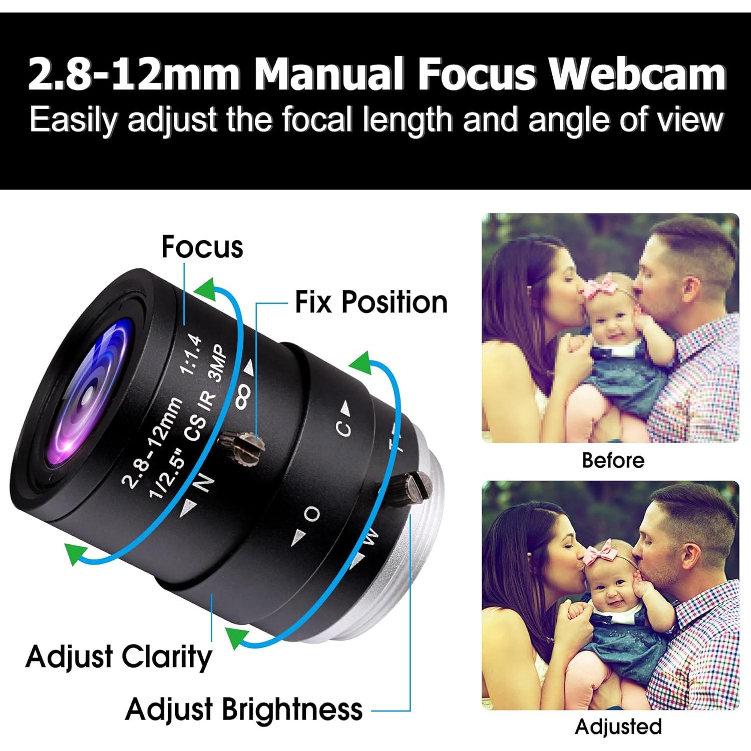 Cámara USB 4K Ultra HD ALPCAM con Lente Zoom 2.8-12mm