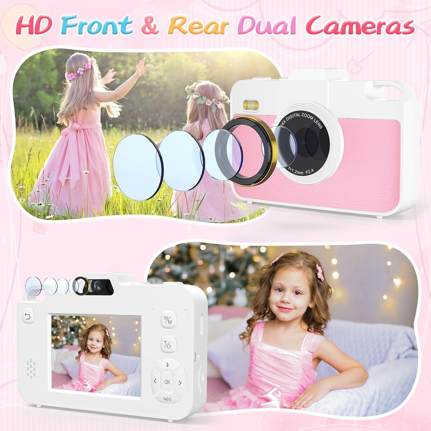 Cámara Digital para Niños Findsmile G1 48MP Rosa 1080P