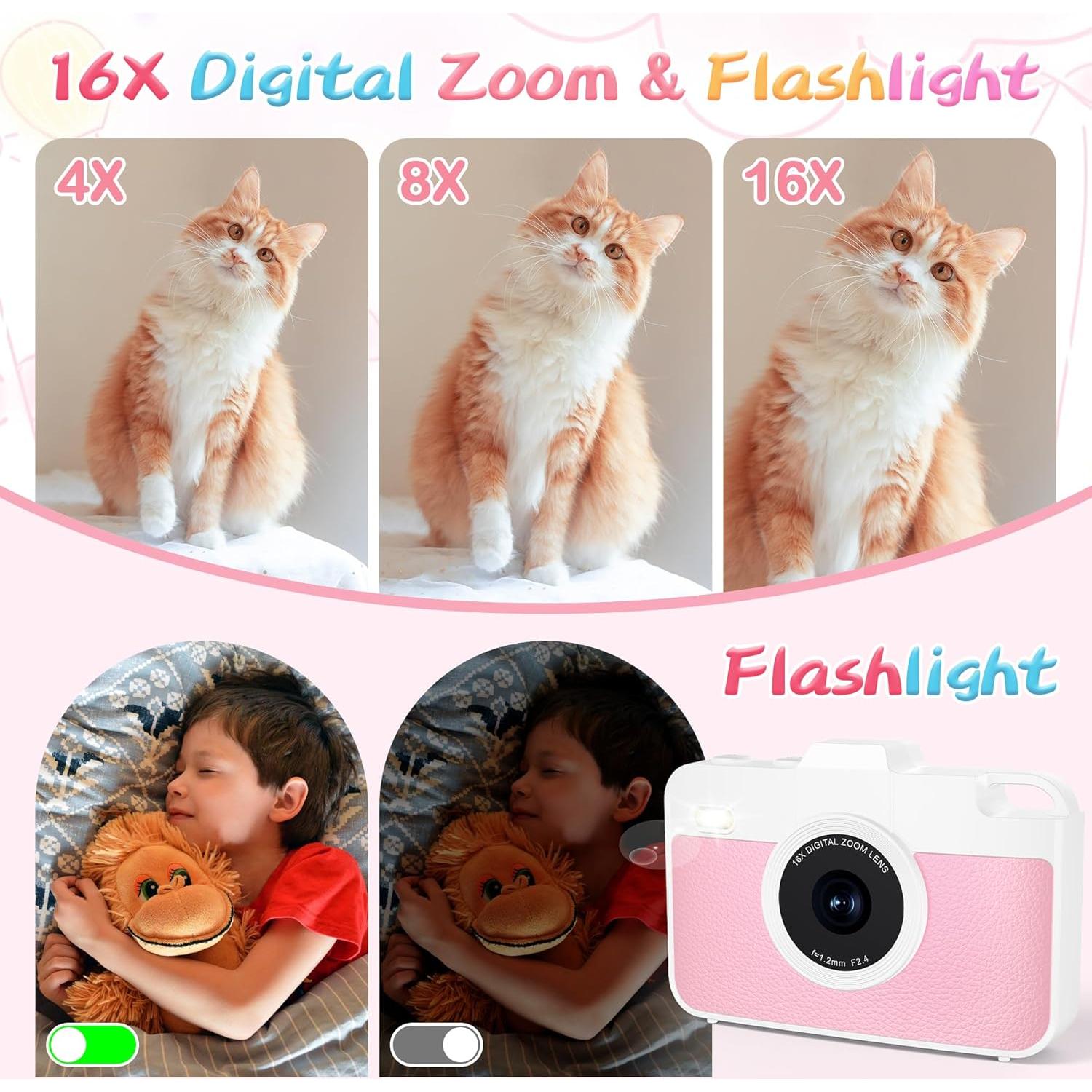 Cámara Digital para Niños Findsmile G1 48MP Rosa 1080P