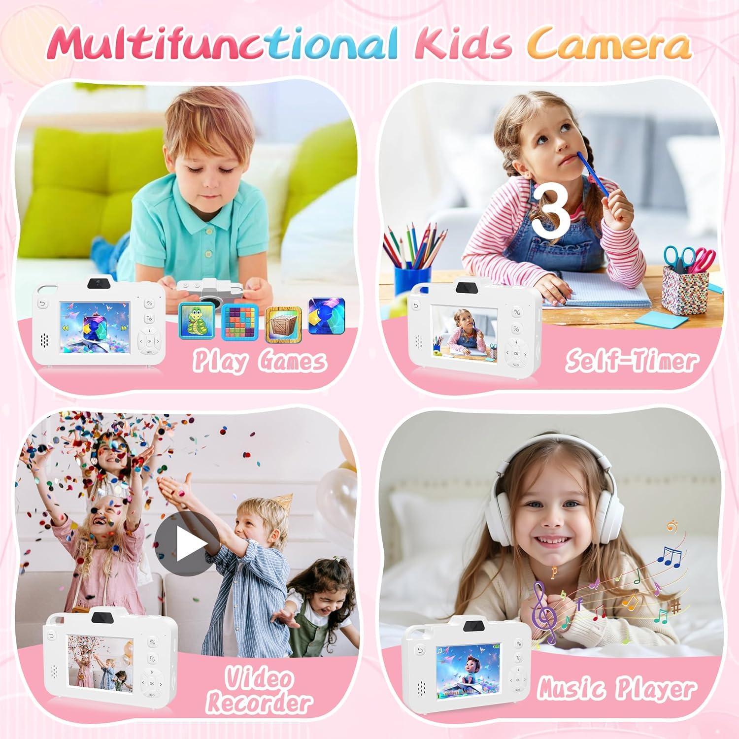 Cámara Digital para Niños Findsmile G1 48MP Rosa 1080P