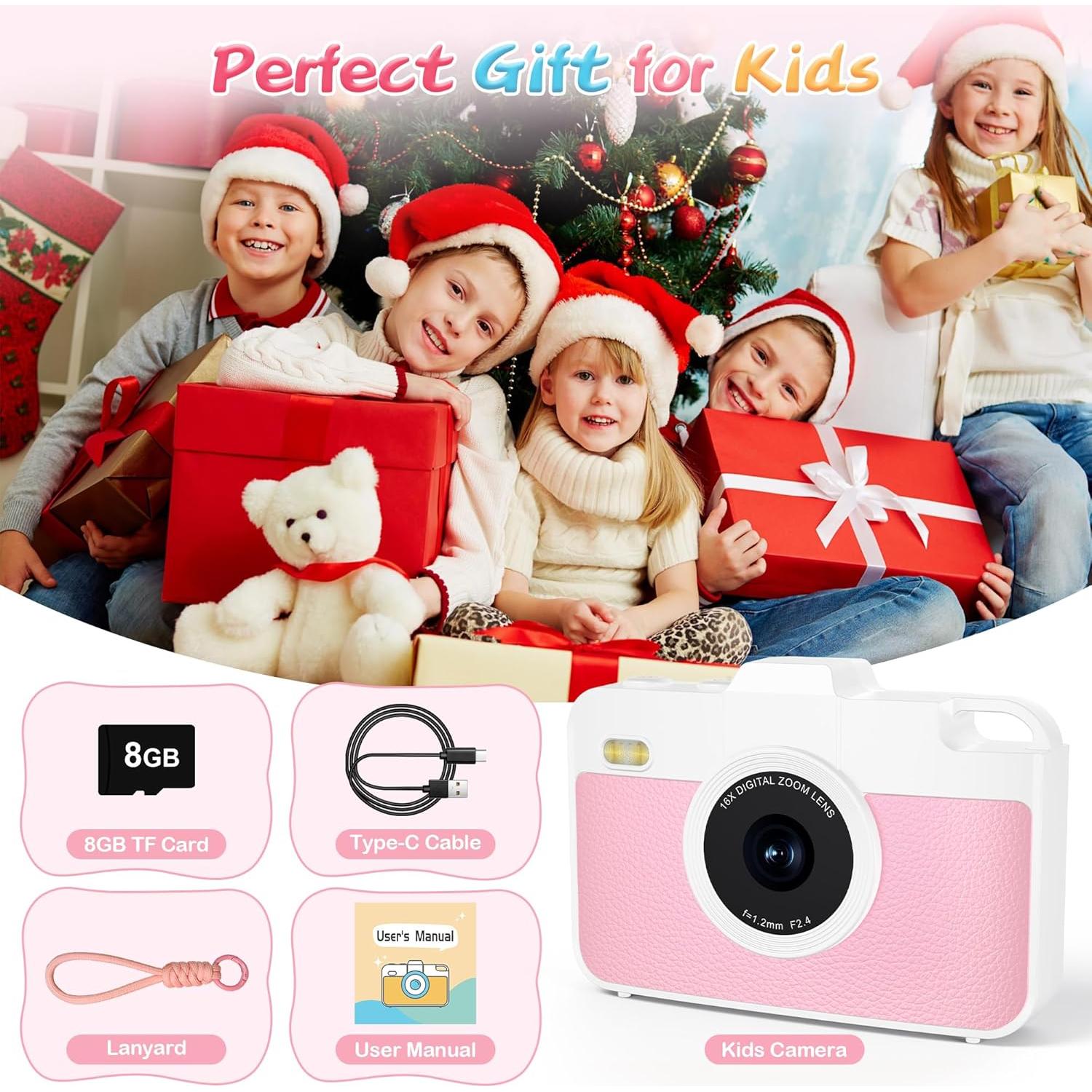 Cámara Digital para Niños Findsmile G1 48MP Rosa 1080P