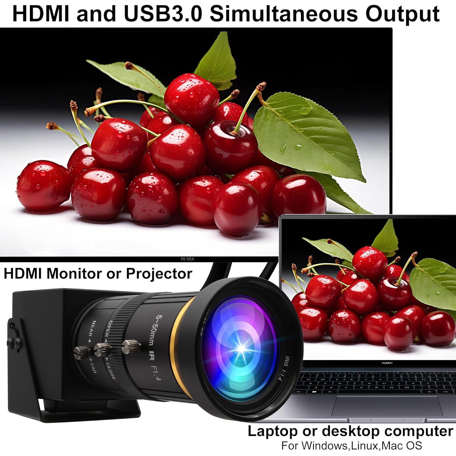 Cámara USB 4K ELP con Zoom Manual 10X 5-50mm HDMI