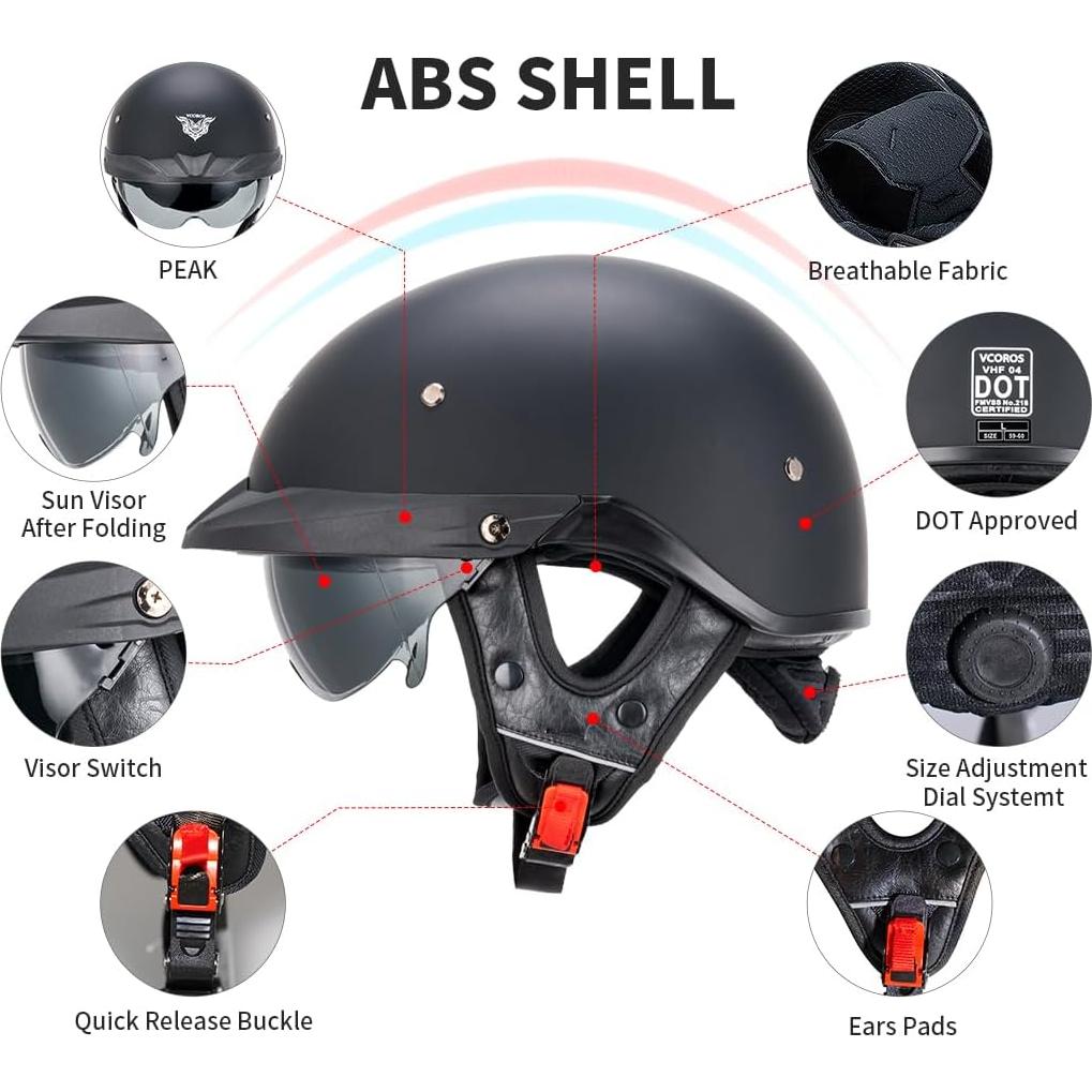 Casco VHF04 VCOROS para motocicleta con visera solar M