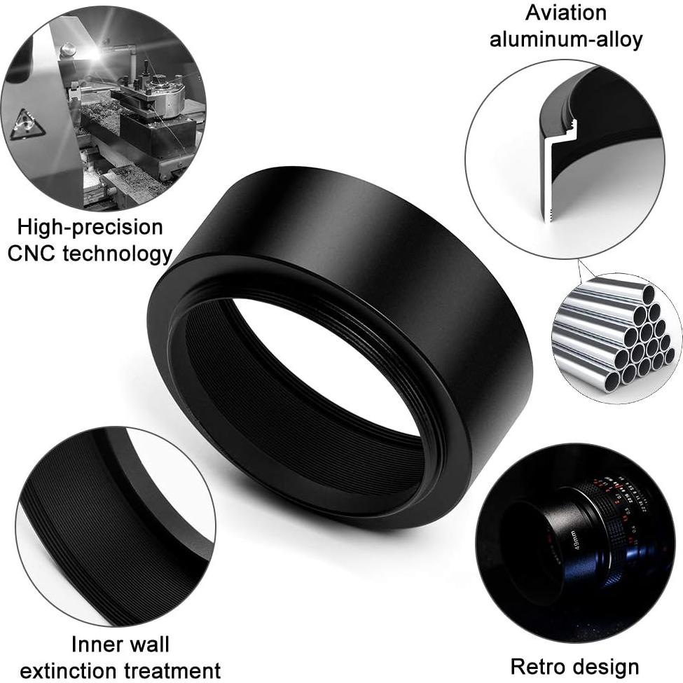 Capucha de Lente Atornillable 58mm Metal + Tapa 62mm + Paño