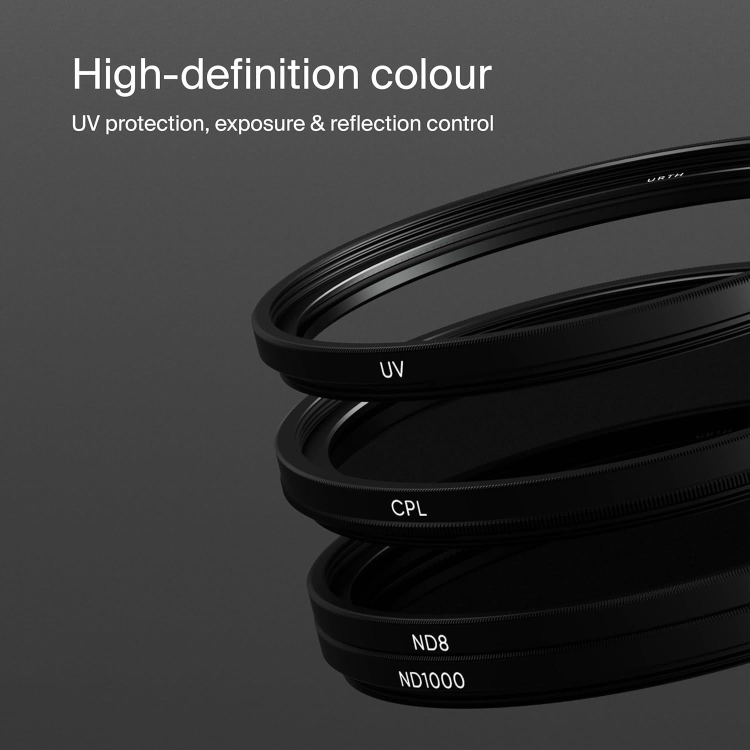 Kit de Filtros de Lente Urth 4-en-1 77mm - UV, CPL, ND8, ND1000
