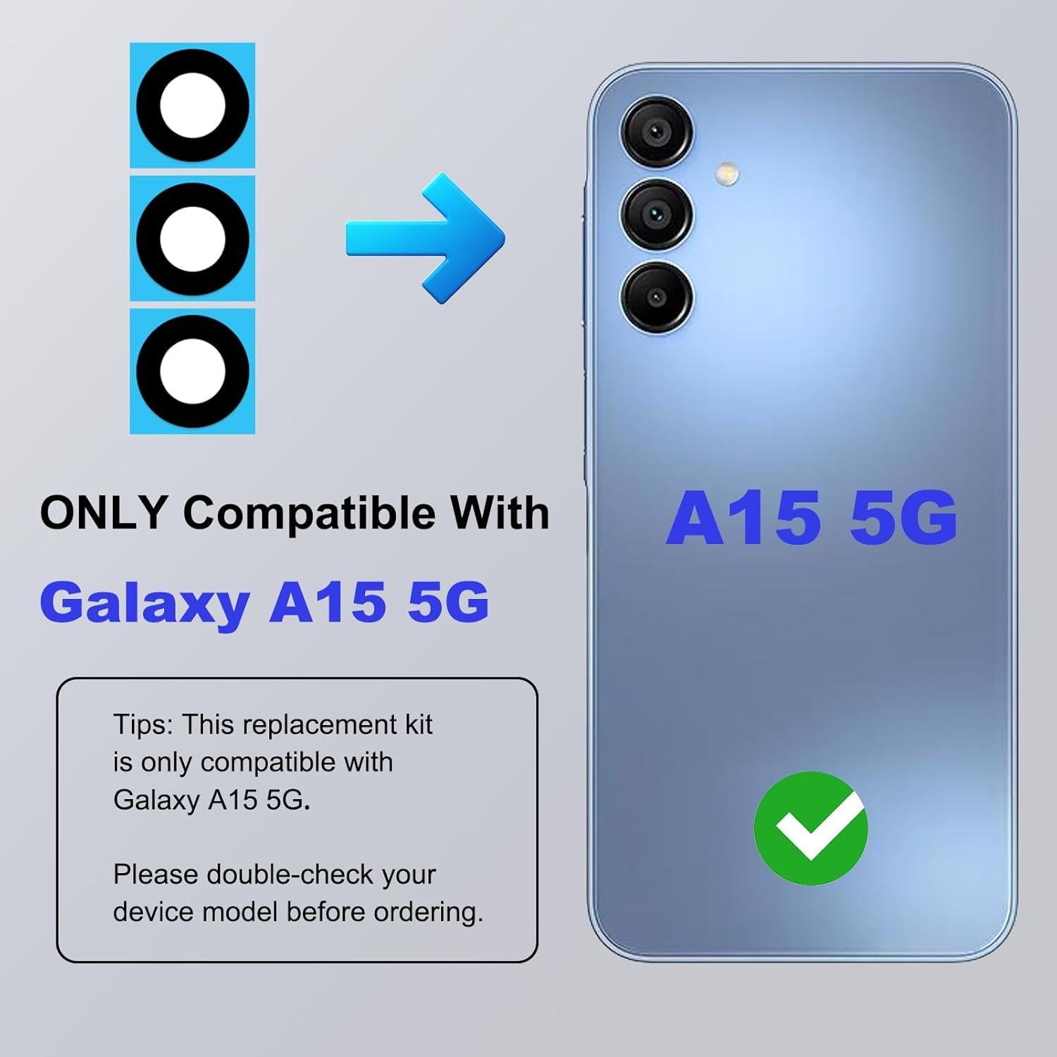 Paquete de 3 Lentes de Cámara Trasera para Galaxy A15 5G