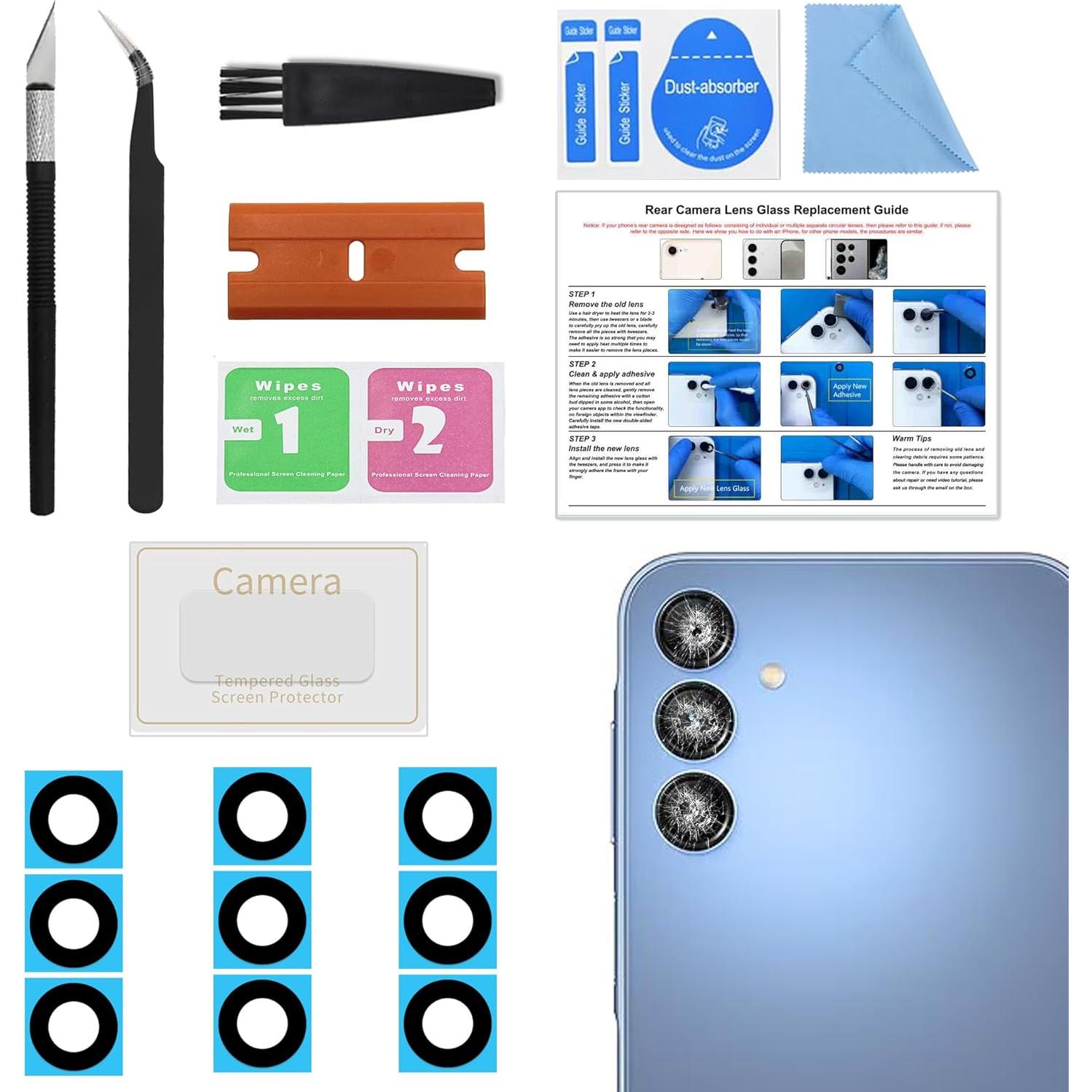 Paquete de 3 Lentes de Cámara Trasera para Galaxy A15 5G