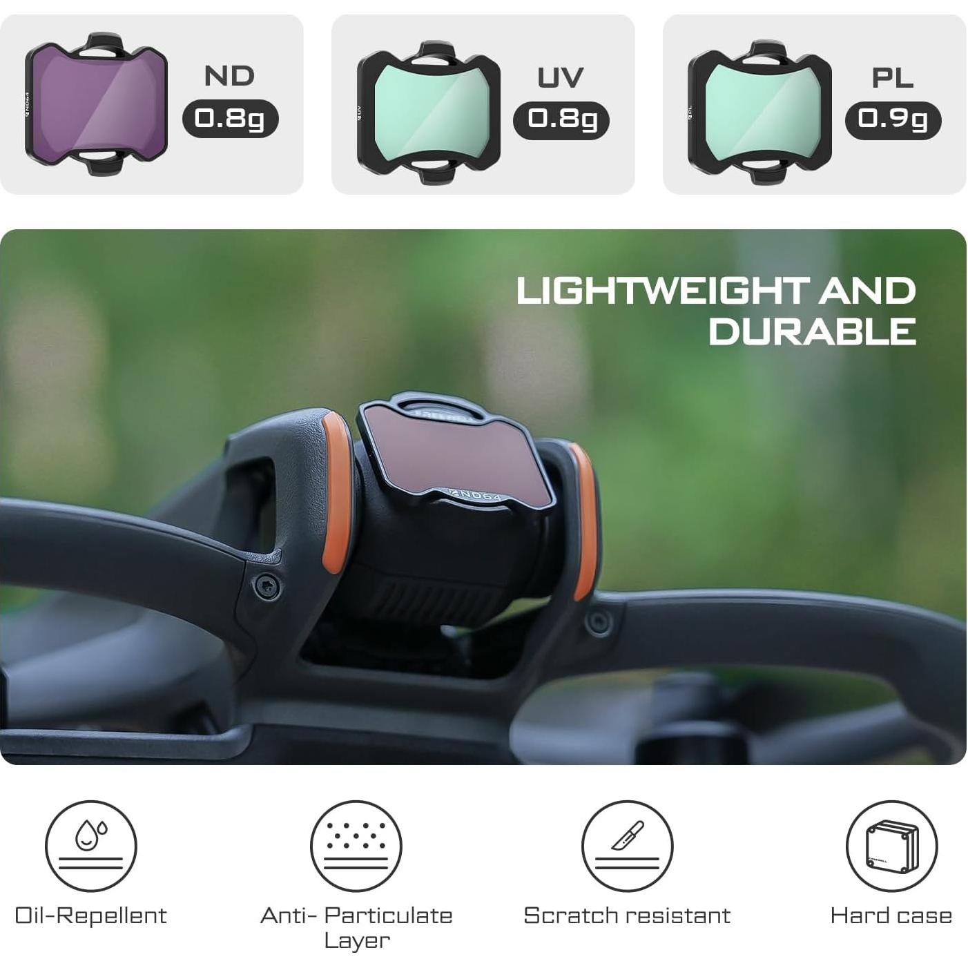 Filtros ND8, ND16, ND32, ND64 Freewell para Avata 2 - Kit de 4