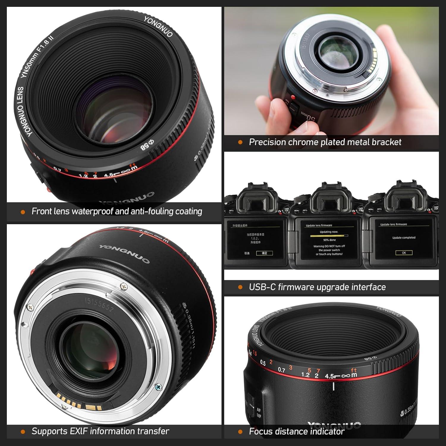 Lente Prime Yongnuo YN50mm F1.8 II para Canon - Enfoque 0.35m