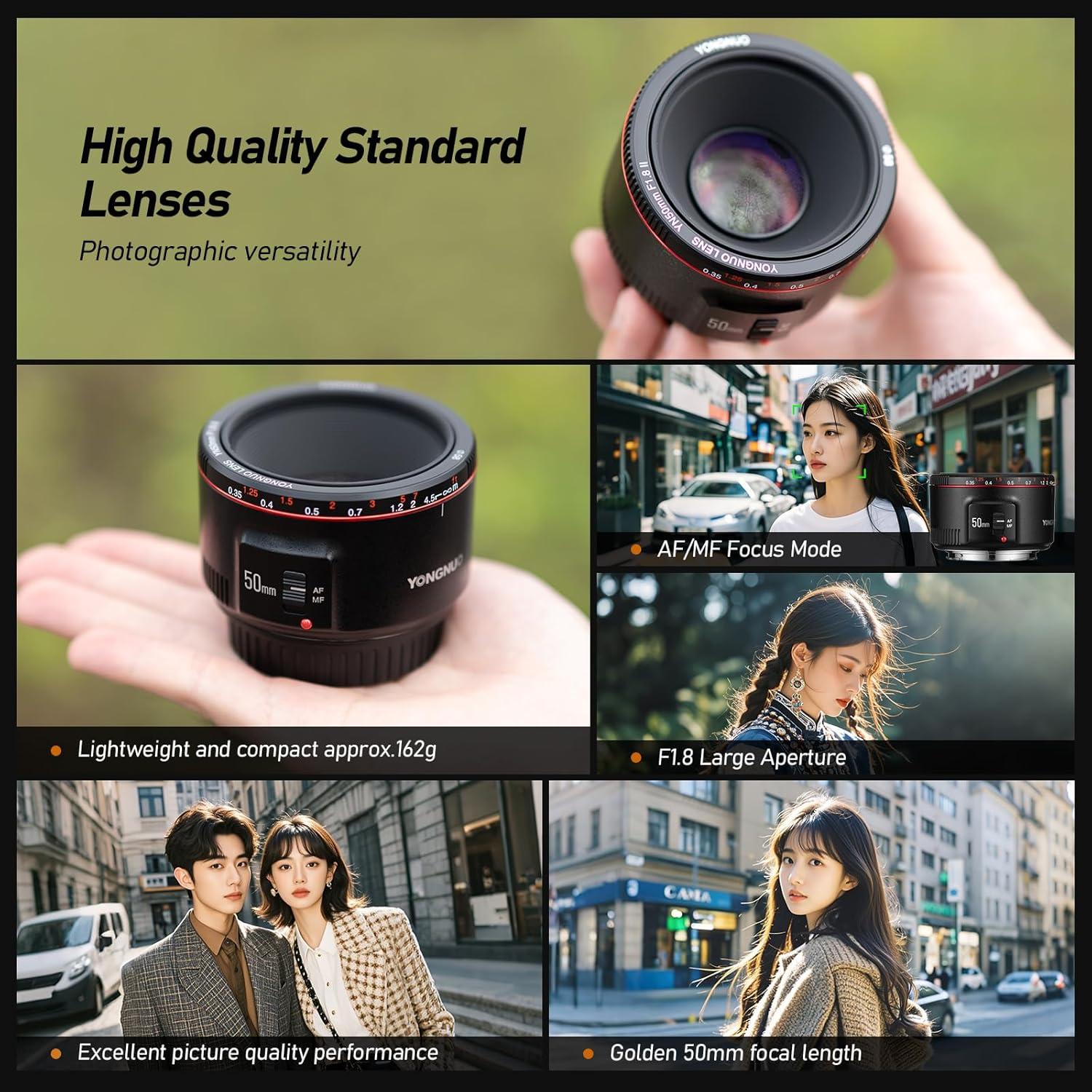 Lente Prime Yongnuo YN50mm F1.8 II para Canon - Enfoque 0.35m