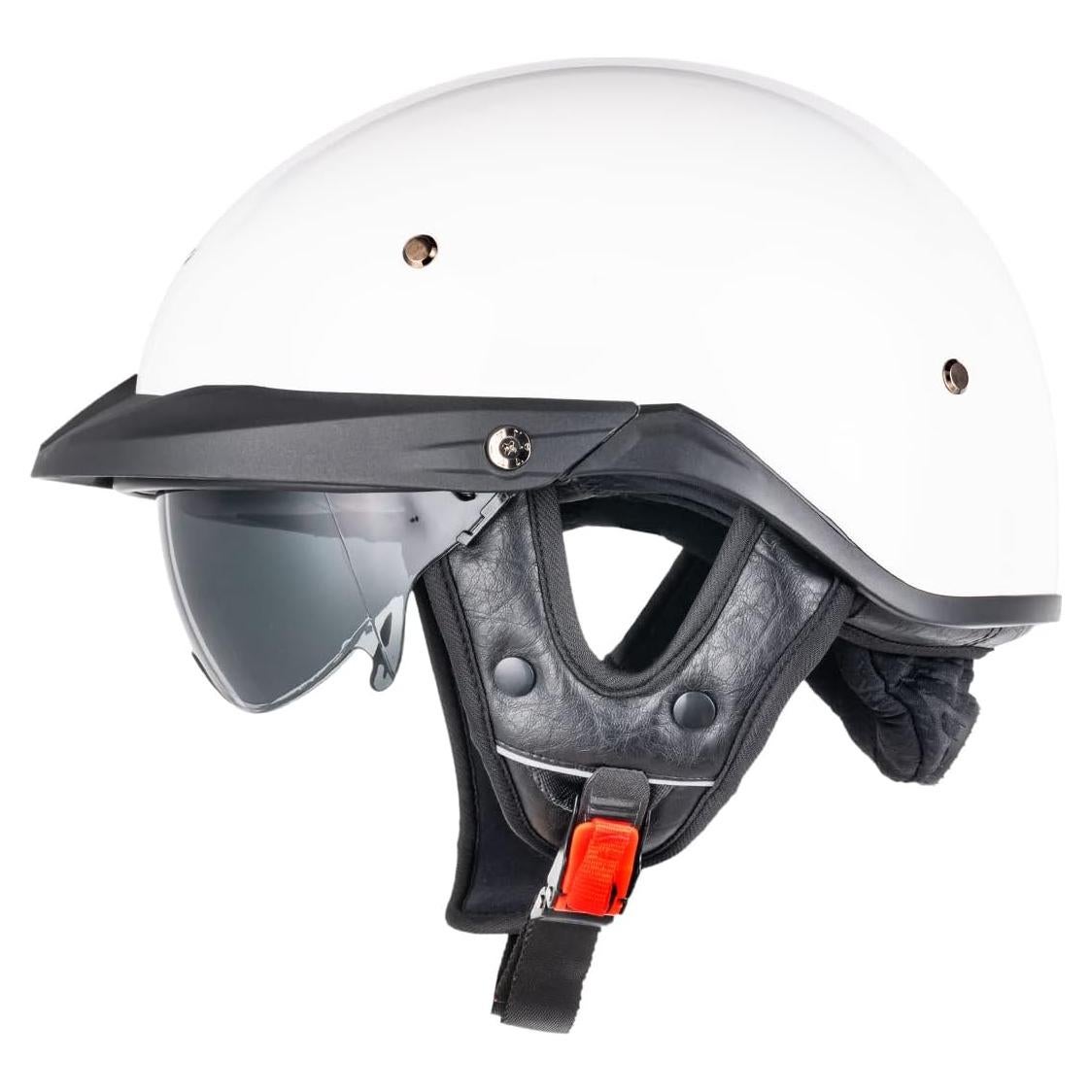 Casco de Media Cara VCOROS VHF04 Blanco Brillante Ajustable