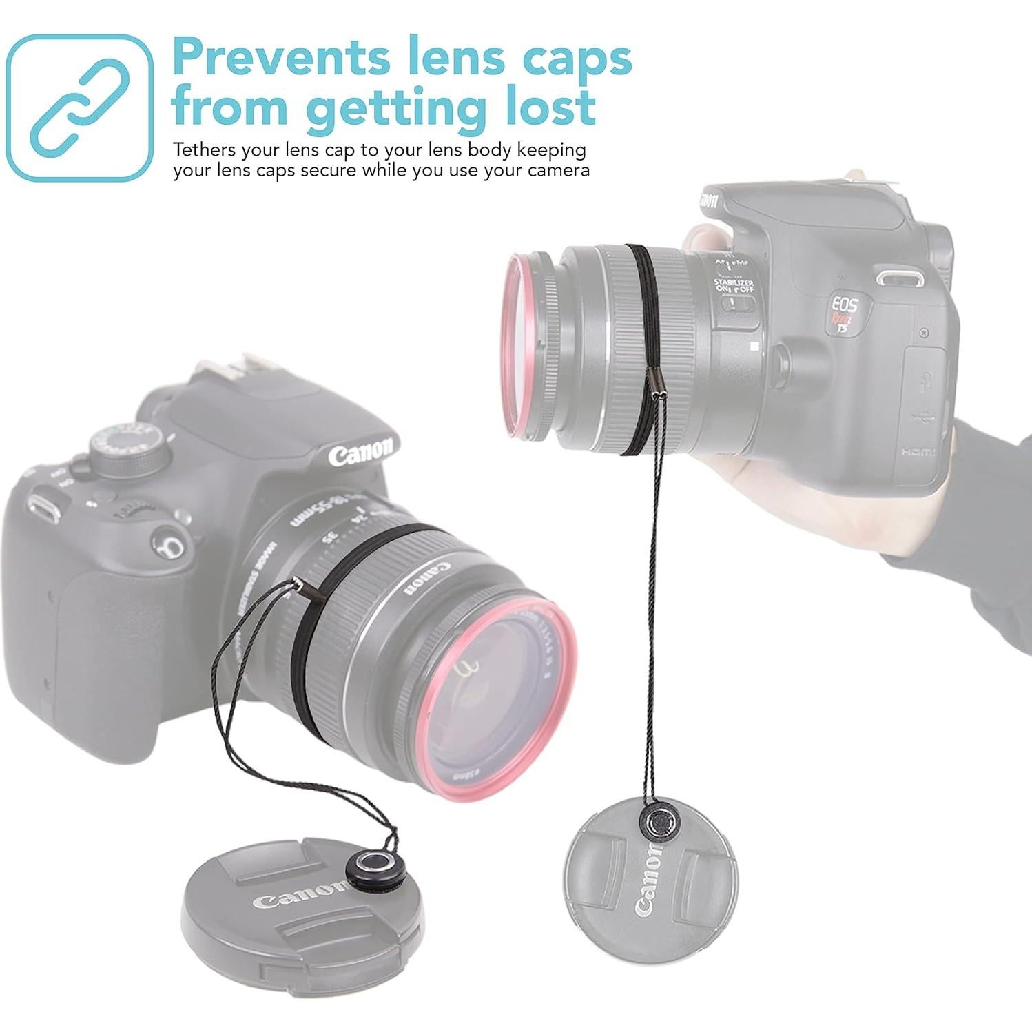 Correa para Tapa de Lente Foto&Tech - Paquete de 3, Negro