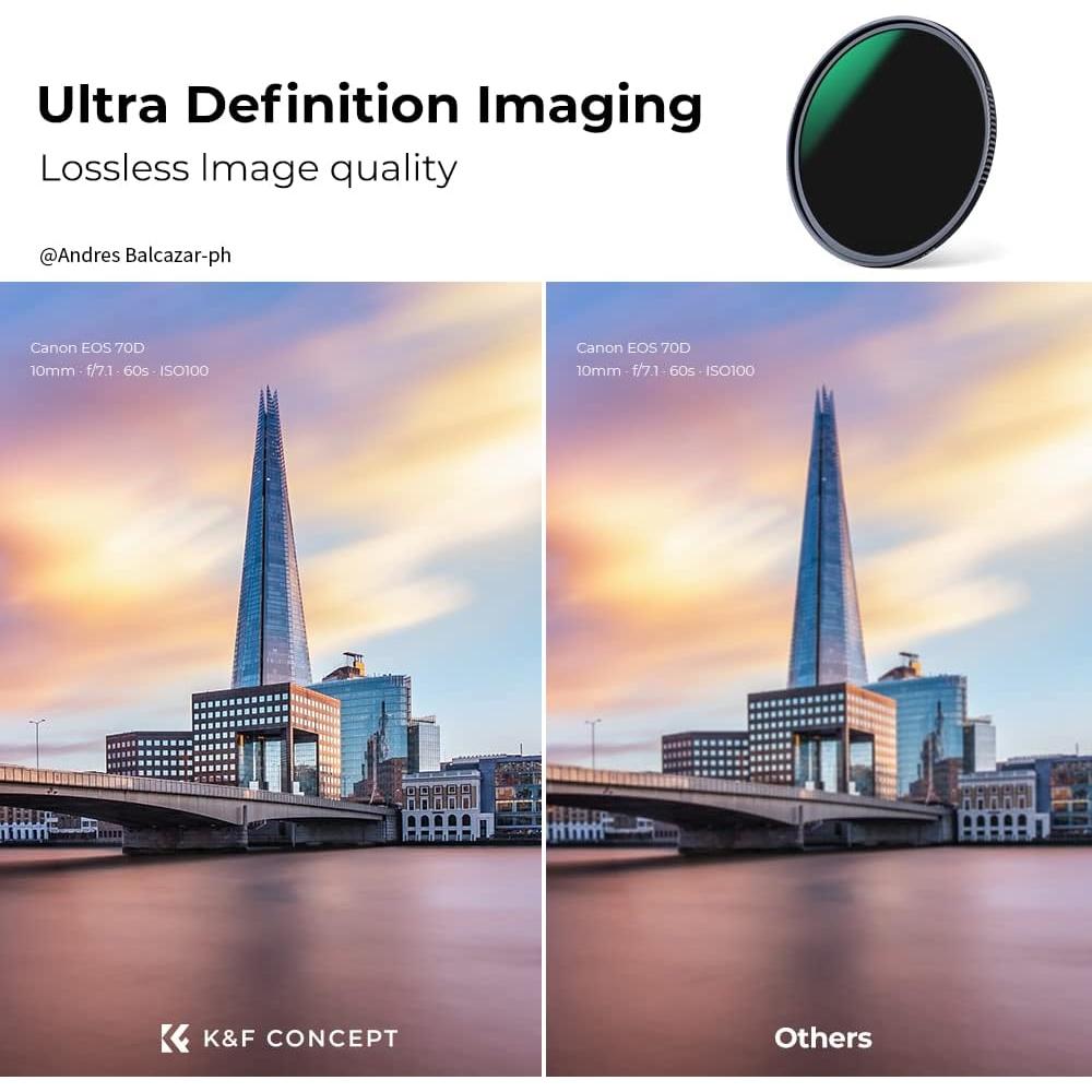 Filtro ND1000 K&F Concept 82mm Densidad Neutra 10 Paradas