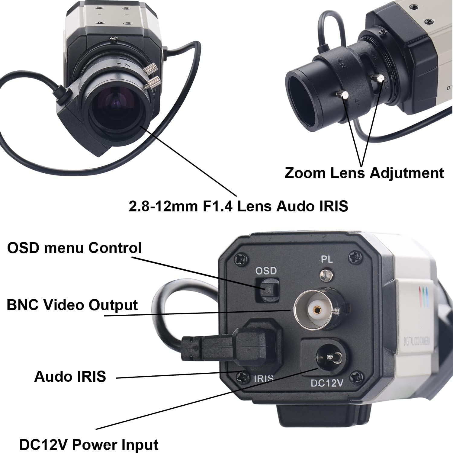 Cámara de Seguridad Bullet Box HD 960H 1000TVL 2.8-12mm