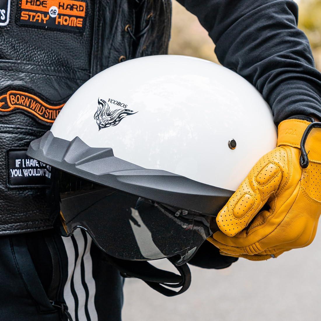 Casco de Media Cara VCOROS VHF04 Blanco Brillante XXL