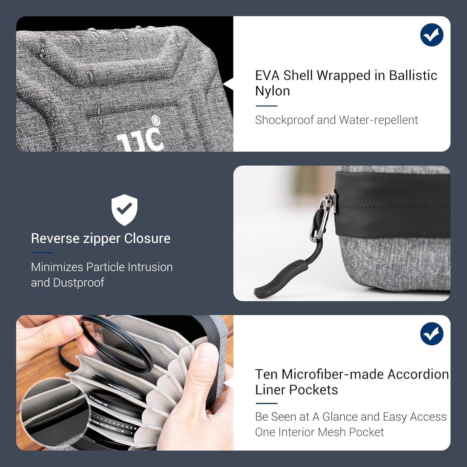 Funda de Filtro de Lente JJC Resistente al Agua Hasta 67mm