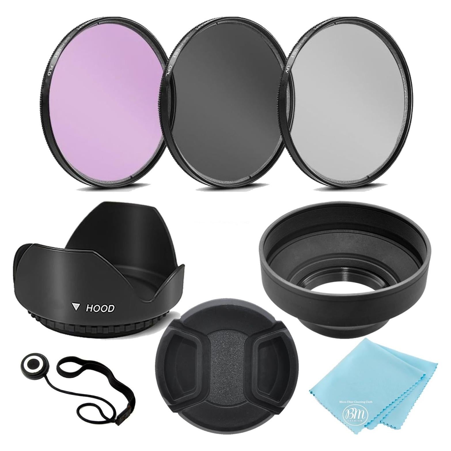 Kit de Filtros 49MM UV-CPL-FLD + Capuchas para Cámaras