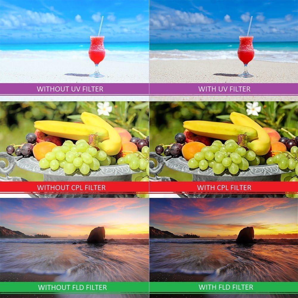 Kit de Filtros 49MM UV-CPL-FLD + Capuchas para Cámaras
