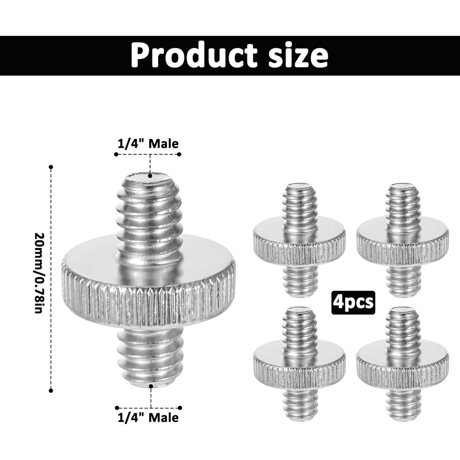 Tornillos de trípode Mozeat 1/4" macho - 4 PCS plateados