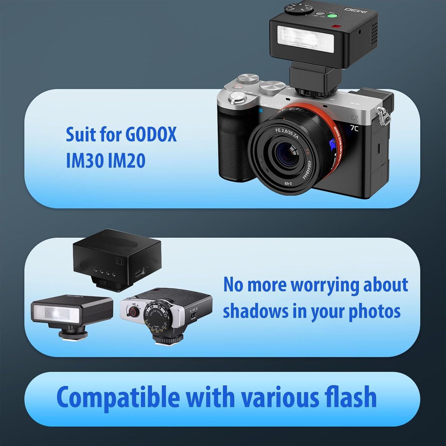 Adaptador Elevador de Zapata Fría Moordiel para Flash Compacto