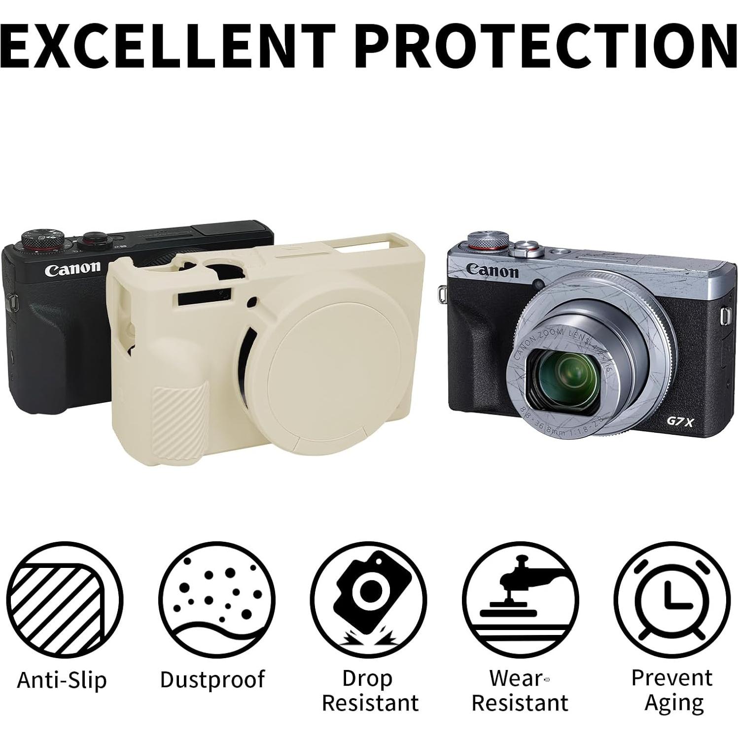 Funda Protectora de Silicona Beige para Canon G7X Mark III