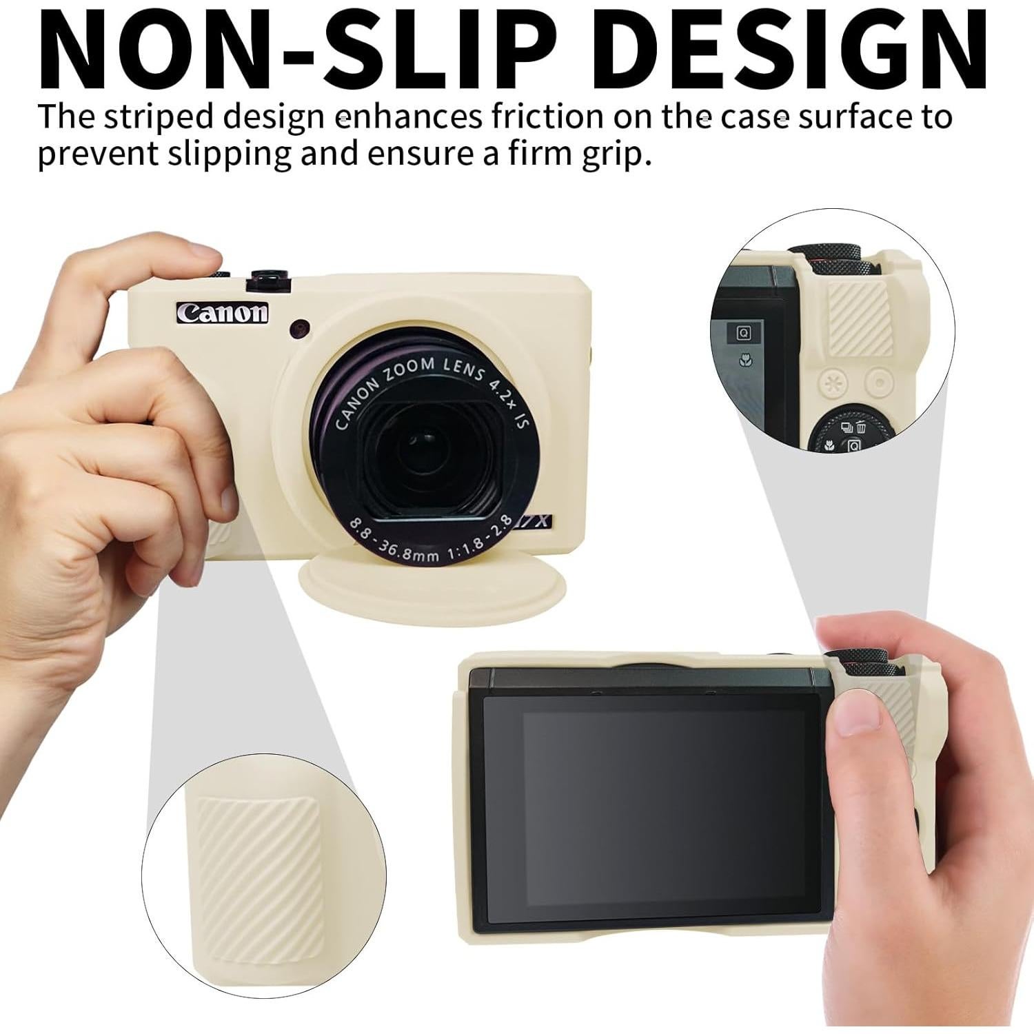 Funda Protectora de Silicona Beige para Canon G7X Mark III