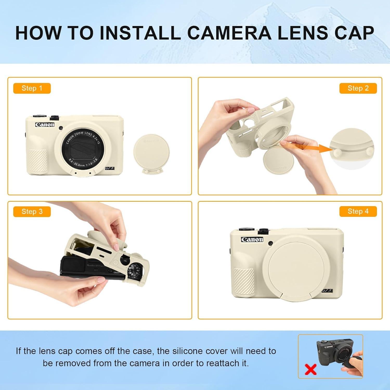 Funda Protectora de Silicona Beige para Canon G7X Mark III