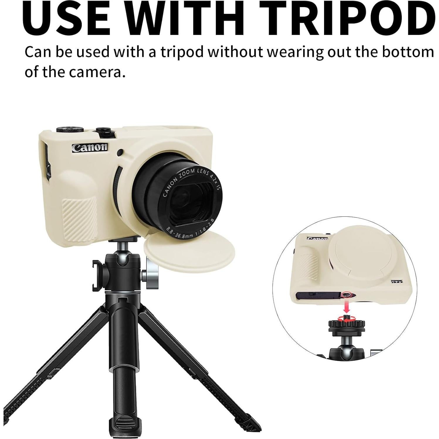 Funda Protectora de Silicona Beige para Canon G7X Mark III