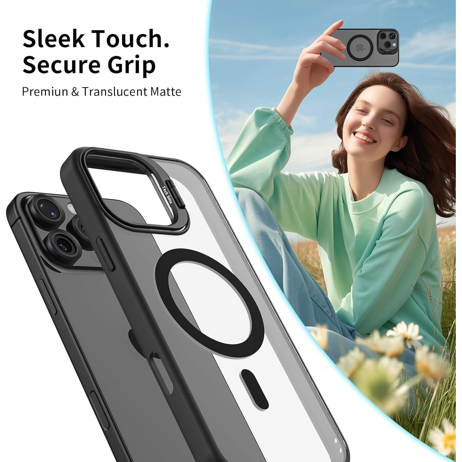 Funda Magnética para iPhone 14 TechSolu con Soporte y Protectores