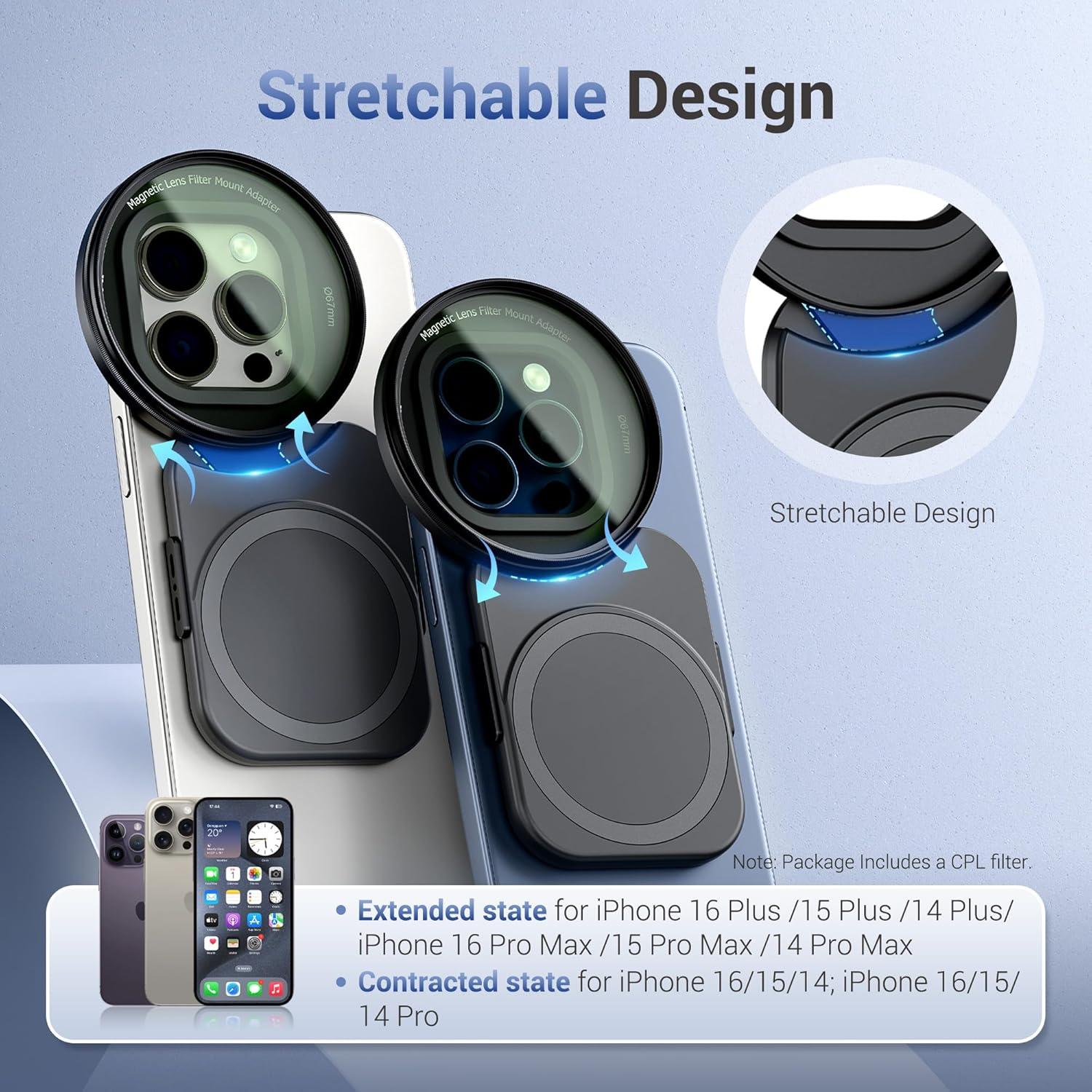 Filtro CPL Magnético JJC 67mm para iPhone 16/15/14 Pro Max